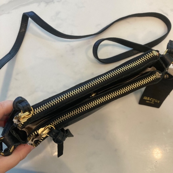 NWT Margot New York Black Leather Crossbody Purse - Picture 9 of 12